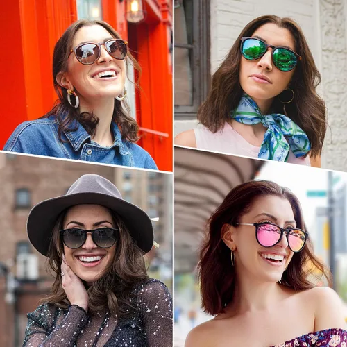 Vista 2 de Fozono Gafas de sol para mujer modernas polarizadas vintage para hombre con protección UV 400