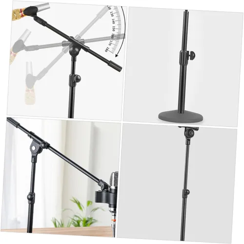 Vista 7 de ABOOFAN Brazo de poste de micrófono telescópico brazo de micrófono de metal portátil con adaptador de cabeza de tornillo para estudios de grabación