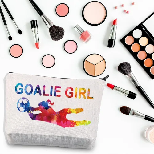 Vista 3 de BDPWSS Bolsa de maquillaje de portero para niña, bolsa de portero de fútbol, portero, defensor, bolsa de viaje, regalo de portero de fútbol, Chica