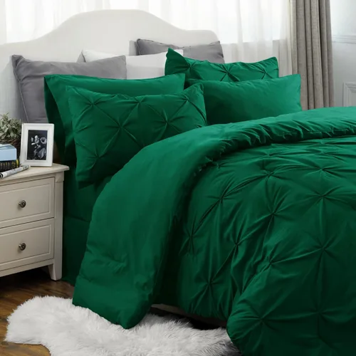 Vista 88 de Bedsure - Juego de edredón tamaño individual gris - Ropa de cama tamaño individual en una bolsa de 5 piezas, juego de cama Pintuck GentleSoft™