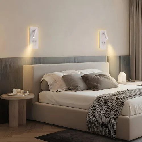Vista 5 de M04 - Apliques regulables para montaje en pared, luz de lectura, lámpara de noche con puerto USB, enchufable, lámparas de pared con cable duro