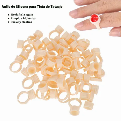 Vista 5 de 100 anillos de pigmento de maquillaje, taza de silicona para cejas, anillos de tinta para arte de uñas, para microblading para cejas, labios