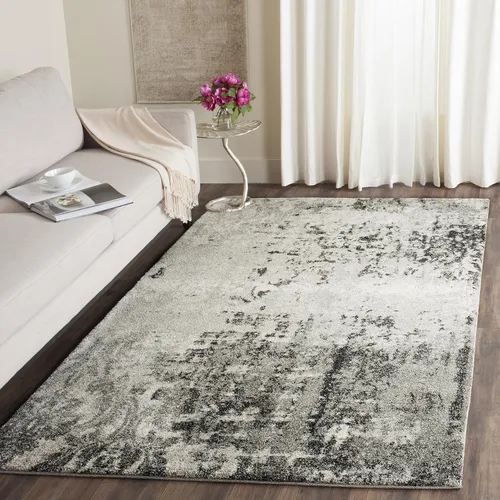 Vista 9 de SAFAVIEH Retro Collection - Alfombra de pasillo de 2 pies 3 pulgadas x 7 pies, gris claro y gris, diseño abstracto moderno, no desprende pelusa