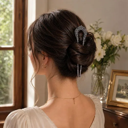 Vista 8 de 2 horquillas francesas para el cabello, en forma de U, para mujer