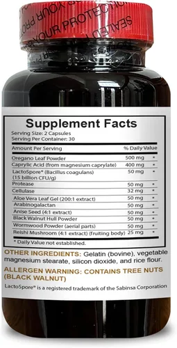 Vista 4 de Suplemento de apoyo Candida All Natural - Apoyo inmunológico, suplemento de limpieza de Candida a base de plantas, desintoxicación natural, 1