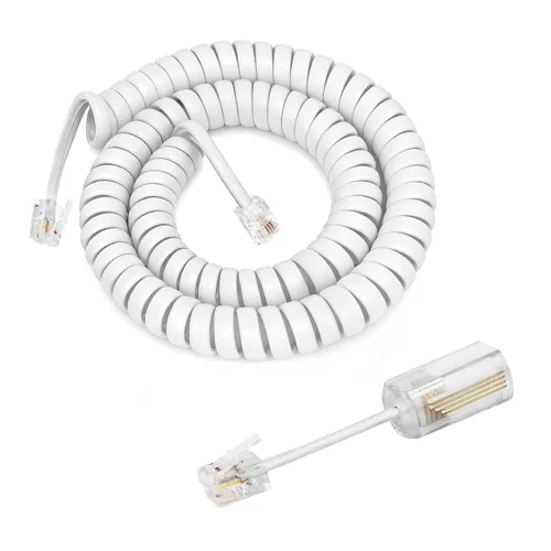 Vista 12 de Uvital Desenredador de cable para teléfono celular, 1 paquete de cable de teléfono fijo de 8 pies sin enrollar (1.2 pies en espiral) y 1 paquete