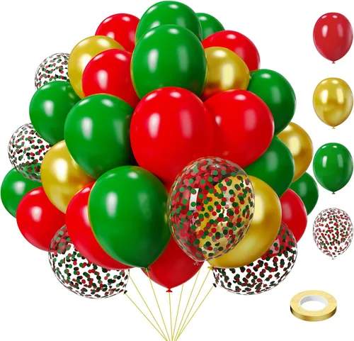 Vista 10 de Lukiituke 75 globos, negro, rojo y dorado (12 y 5 pulgadas), decoraciones de fiesta temática de casino, Año Nuevo, graduación, boda, cumpleaños