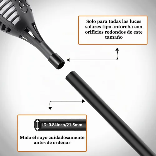 Vista 3 de Kit de extensión de lámpara de llama, estaca de tierra y conector de junta para hacer que la linterna solar sea más alta, 6