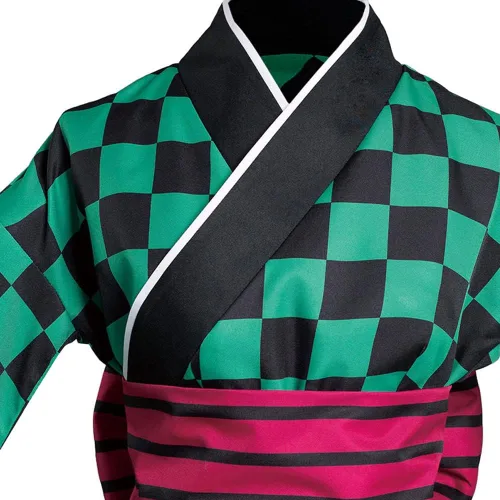 Vista 5 de Tanjirou Kamado - Disfraz de cosplay de anime para mujer, kimono, uniforme
