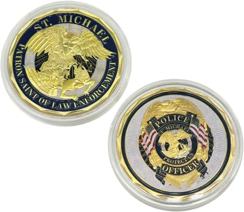 Vista 6 de Moneda de desafío de oficiales de policía de San Miguel, patrón de las monedas de oración de la aplicación de la ley