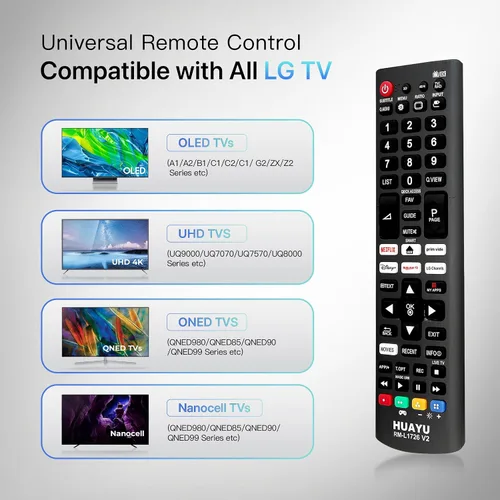 Vista 2 de Nuevo control remoto universal para todos los controles remotos de TV LG, reemplazo actualizado para LG Smart TV con 6 botones de acceso directo