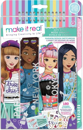 Vista 10 de Make It Real - Cuaderno de bocetos de diseño de moda: Blooming Vibes - Kit de diseño de moda para niños - Libro para colorear para niñas de 6 a 14