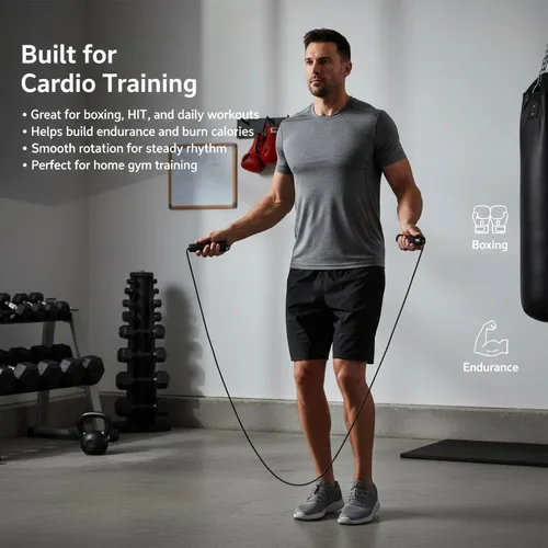 Vista 2 de Cuerda de Saltar para Fitness – Cuerda de Ejercicio de PVC Ajustable con Diseño Sin Enredos y Cómodas Asas de Espuma, Ideal para Cardio