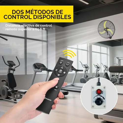 Vista 2 de FUGOO Ventilador de pared oscilante de 30 pulgadas con control remoto, motor BLDC, amplio rango de flujo de aire de 3200 CFM a 8800 CFM, ventilador