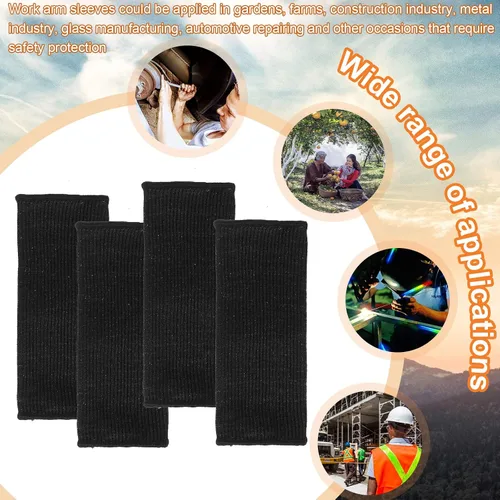 Vista 6 de Neer 4 pares de mangas protectoras para brazos para piel delgada, anticortes, resistentes a quemaduras, funda para antebrazo para cocina y Negro