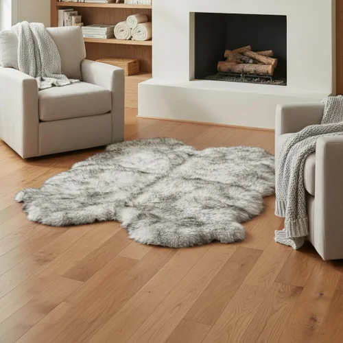 Vista 18 de Alfombra de Piel de Oveja Genuina Azul Playa de 2x3 pies, Alfombra de Acento de Piel Real Suave de Una Sola Piel para Silla, Funda de Asiento