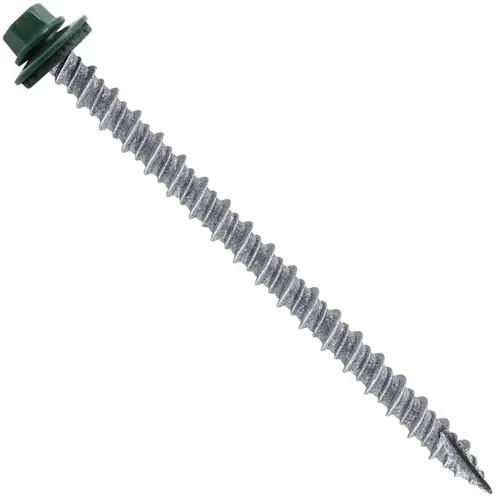 Vista 196 de Tornillos para techos de metal gris ABC 10 x 1 - Cabezal hexagonal - Arandela EPDM - Arandela de arranque automático/roscado - 1 bolsa - 250