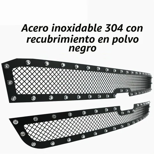 Vista 2 de Rejilla de malla para 2003-2006 Chevy Avalanche 2003-2004 2500/3500/2500 HD 2003-2005 Chevy Silverado 1500/SS Inserto de rejilla con remaches negros