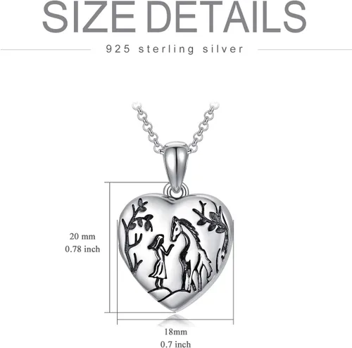 Vista 7 de Collar con medallón de corazón que sostiene fotos de plata de ley con colgante de foto, regalo conmemorativo para mujeres y niñas