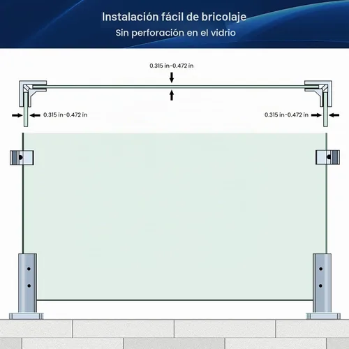 Vista 7 de LukLoy Abrazadera de Barandilla, Soporte de Acero Inoxidable 304 Negro para Barandilla de Balaustrada de Vidrio Valla de Piscina (1, 90 Grados)