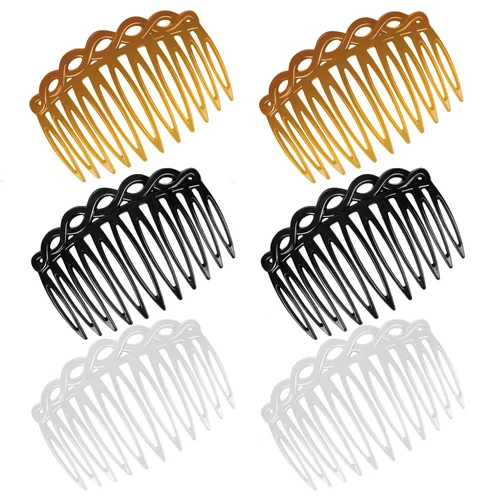 Vista 11 de COMNICO Juego de 6 peines laterales franceses para mujer, juego de accesorios de peine de pelo de plástico, pinzas decorativas para el cabello