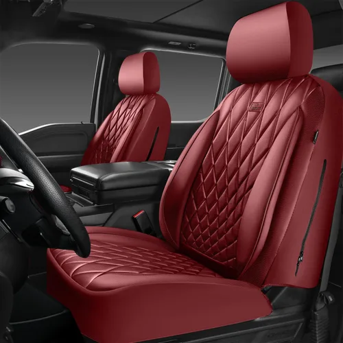 Vista 19 de Car Pass - Juego completo de fundas de asiento de lujo con ribete de cuero sintético, cubiertas de asiento automotrices antideslizantes impermeables