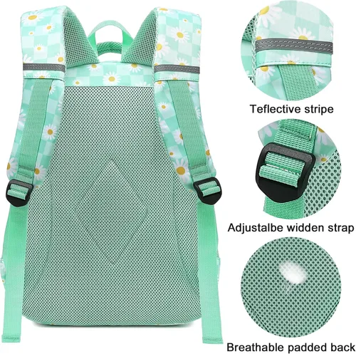 Vista 6 de Mochila escolar para niños con fiambrera para niñas, bolsa de libros, mochila escolar preescolar, jardín de infantes, mochila para niños pequeños