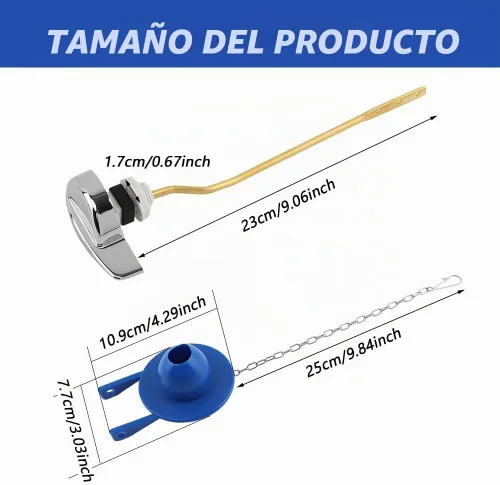 Vista 2 de Kit de reemplazo universal de mango de inodoro, palanca de viaje de inodoro de montaje lateral/angular, acero inoxidable (plata)