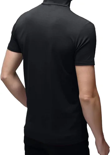 Vista 3 de Camiseta de manga corta para hombre, básica, cuello alto, ajustada, sin botones, térmica, sólida
