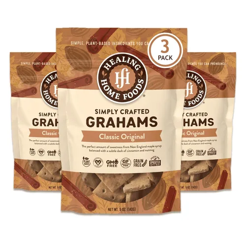 Vista 15 de Healing Home Foods Galletas Graham clásicas horneadas, sin gluten, hechas con harina de almendras, jarabe de arce orgánico y canela orgánica