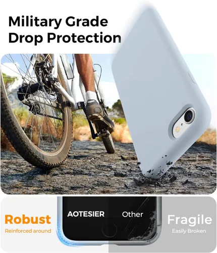 Vista 3 de AOTESIER Funda para iPhone SE 2022 (3ª generación)/iPhone SE 2020 (2ª generación)/iPhone 7/iPhone 8, carcasa de cuerpo completo de silicona de grado