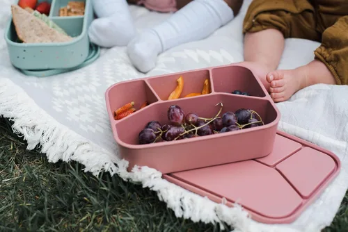 Vista 4 de Spoondrift Lonchera Bento de silicona 100% ecológica de grado alimenticio, a prueba de fugas, para niños y adultos, 4 compartimentos, elige entre 6