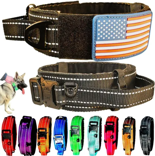 Vista 2 de Collar táctico para perros de 2 pulgadas de ancho con asa de control, ajustable para perros medianos y grandes, estilo militar con hebilla de metal