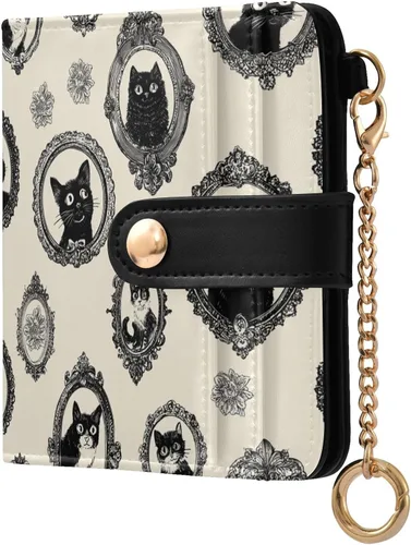 Vista 17 de Red Heart Black - Cartera para mujer, con bloqueo RFID, pequeña, delgada, tarjetero, plegable, compacta, de piel sintética, con bolsillo