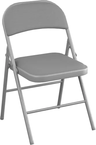 Vista 4 de Juego de 4 sillas plegables de tela beige con asiento acolchado