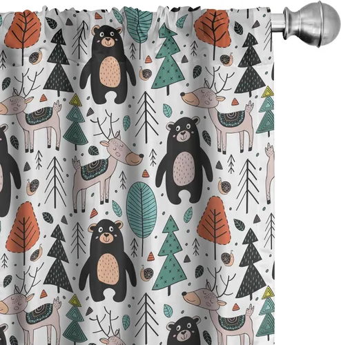 Vista 10 de Lunarable Cortinas con estampado de madera, madera natural rústica con rayas, patrón abstracto ovalado, tema de carpintería, tratamientos