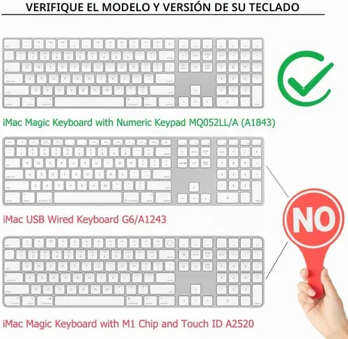 Vista 2 de Funda de teclado de silicona para teclado Apple Magic con teclado numérico MQ052LL/A (A1843) Diseño de EE. UU. Ultra Thin Protector Skin (negro)