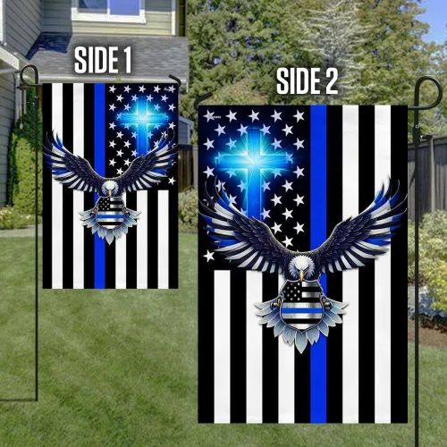 Vista 6 de Bandera Americana - La Delgada Línea Azul. Policía. Aplicación de la Ley Bandera de Águila Americana TPT1581F, 3x5 pies. Bandera - Banderas