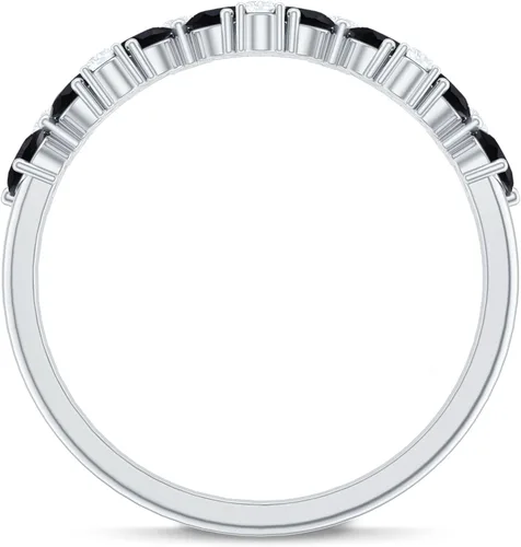 Vista 16 de Anillo de banda de media eternidad con diamantes de ónix negro certificado, calidad AAA, anillo de piedra natal de diciembre (listo para regalar)