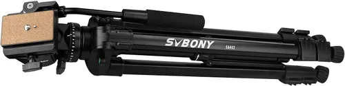 Vista 9 de SVBONY Trípode SA402, trípode de viaje de aluminio con cabezal fluido con placa de zapata rápida de 1/4 pulgadas para detectar alcance y cámaras