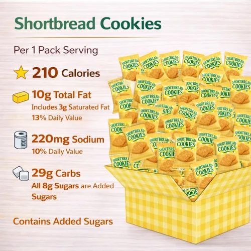 Vista 2 de Galletas de mantequilla gourmet, envueltas individualmente - Desayuno, té, café, escuela, oficina, fiesta, regalo de vacaciones, 30 bolsas