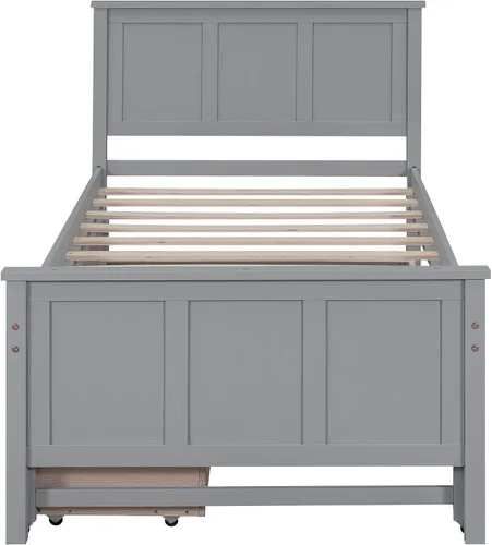 Vista 7 de Harper & Bright Designs Marco de cama individual de capitán con nido y cajones, plataforma individual de madera maciza para niños, adolescentes Gris