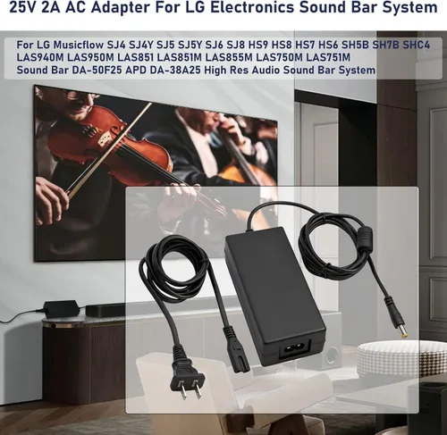 Vista 2 de Adaptador de corriente 25V2A para LG SN8YG SN7Y SN7R SN6Y SN5Y SLM6Y SLM4R SLM3D SD6 SNC4R GX SLM5Y SP7Y SP8YA Barra de sonido LG Musicflow SJ4 SJ4Y