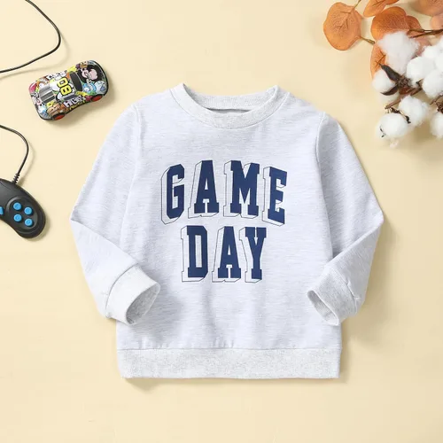 Vista 2 de Dcohmch Sudadera de manga larga con estampado de letras de rugby para bebé, ropa de otoño para niño y niña, Gris