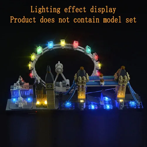 Vista 8 de GEAMENT Kit de luces de versión mejorada para arquitectura London Skyline Collection compatible con el modelo de ladrillos de construcción Lego