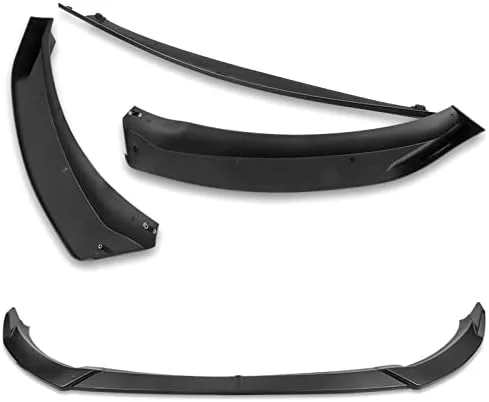Vista 4 de EPARTS - Juego de 3 piezas de alerón de parachoques delantero negro sin pintar, protector de cuerpo lateral de barbilla, compatible con Kia Forte