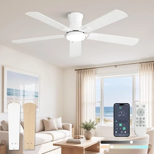 Vista 17 de Fanbulous Ventilador de techo de 42 pulgadas con luz, perfil bajo Negro