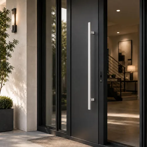 Vista 6 de PRIMA Decorative Hardware 60" Door Pull Handle – Stainless Steel 304 Heavy-Duty Rectangle H-Shape Modern Pull, Back-to-Back Entry Door Handle