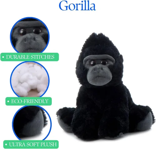Vista 7 de The Petting Zoo - Peluche de gorila, regalos para niños, animales del zoológico Wild Onez, juguete de peluche de gorila 9 pulgadas