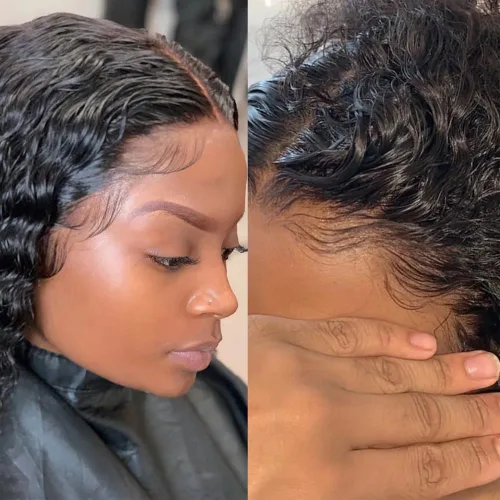 Vista 5 de Pelucas de cabello humano con encaje frontal transparente HD de 13 x 4, color 1B30, línea de cabello natural prearrancada, nudos blanqueados